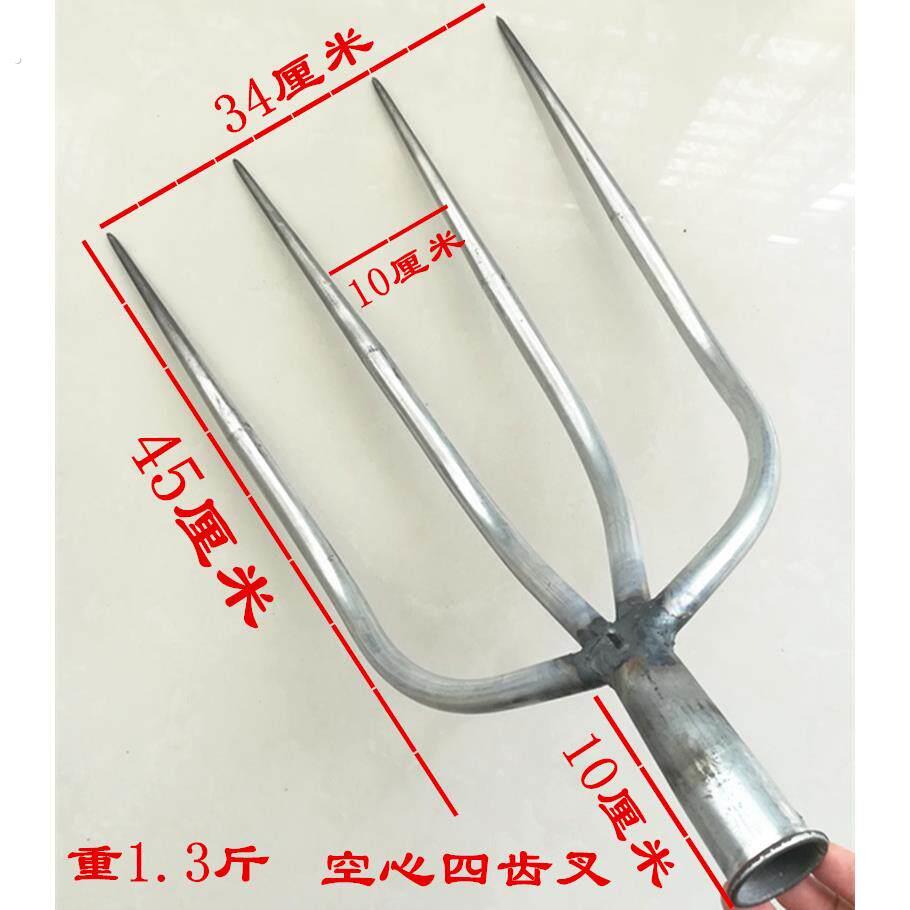 空心四股叉农用草叉子铁叉钢叉垃圾叉废料叉大号农具叉园林四齿叉
