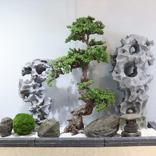 甄选仿真泰山石头斧劈石庭院玻璃钢园林雪浪石 假山景观石太湖石