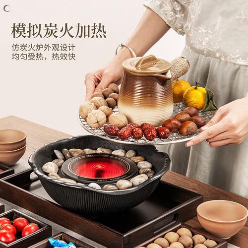 甄选新款烤奶壶围炉煮茶器具电陶炉子全套家用室内围聚茶壶一整套