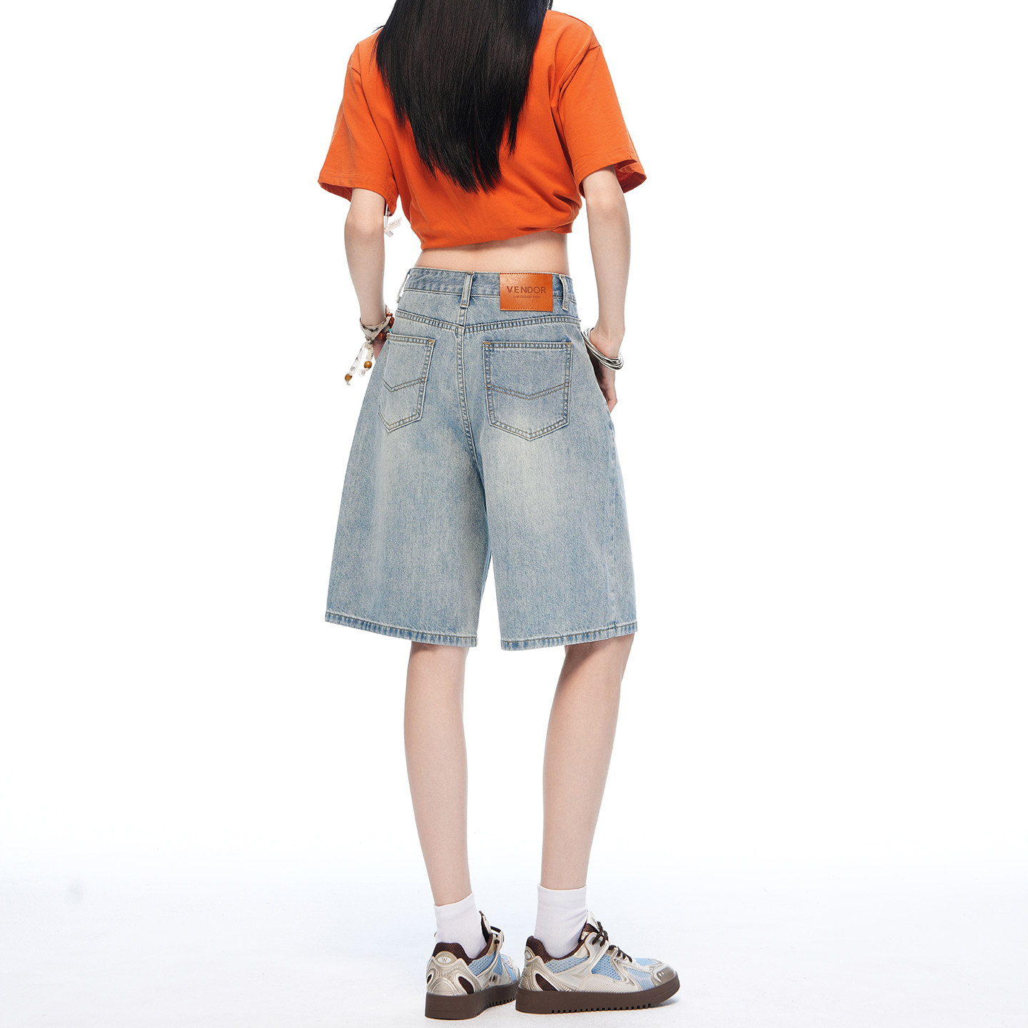 复古阔腿牛仔短裤女夏五分裤