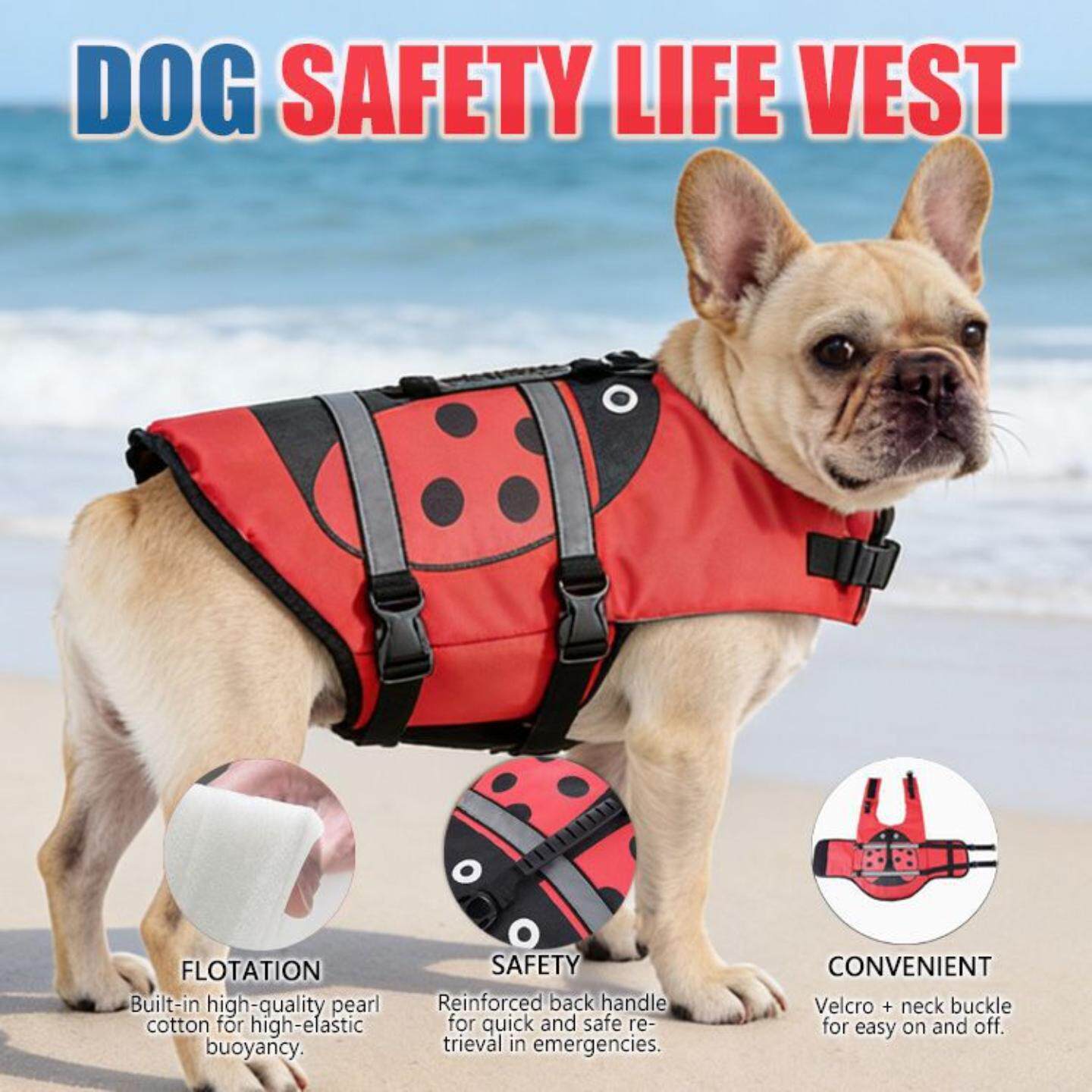 狗狗泳衣小型犬救生服宠物鲨鱼卡通防溺安全背心可牵引调节大浮力