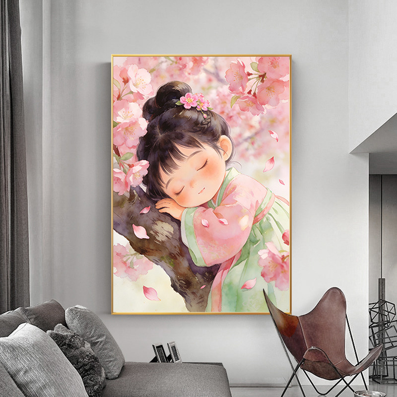 古风桃花汉服女孩十字绣满绣2026新款仕女图小尺寸手工绣线绣全绣