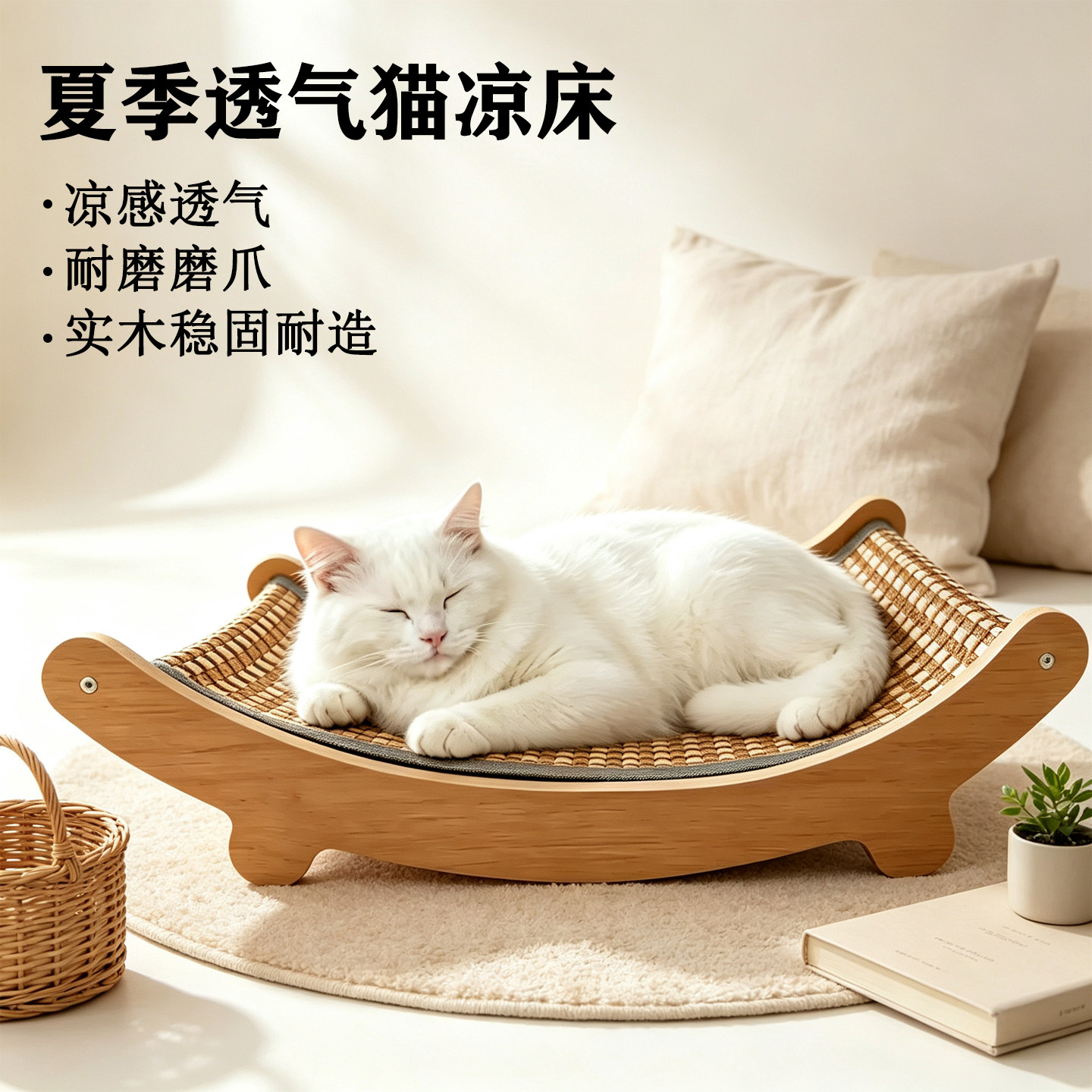 猫床宠物床夏天藤编凉席躺椅沙发