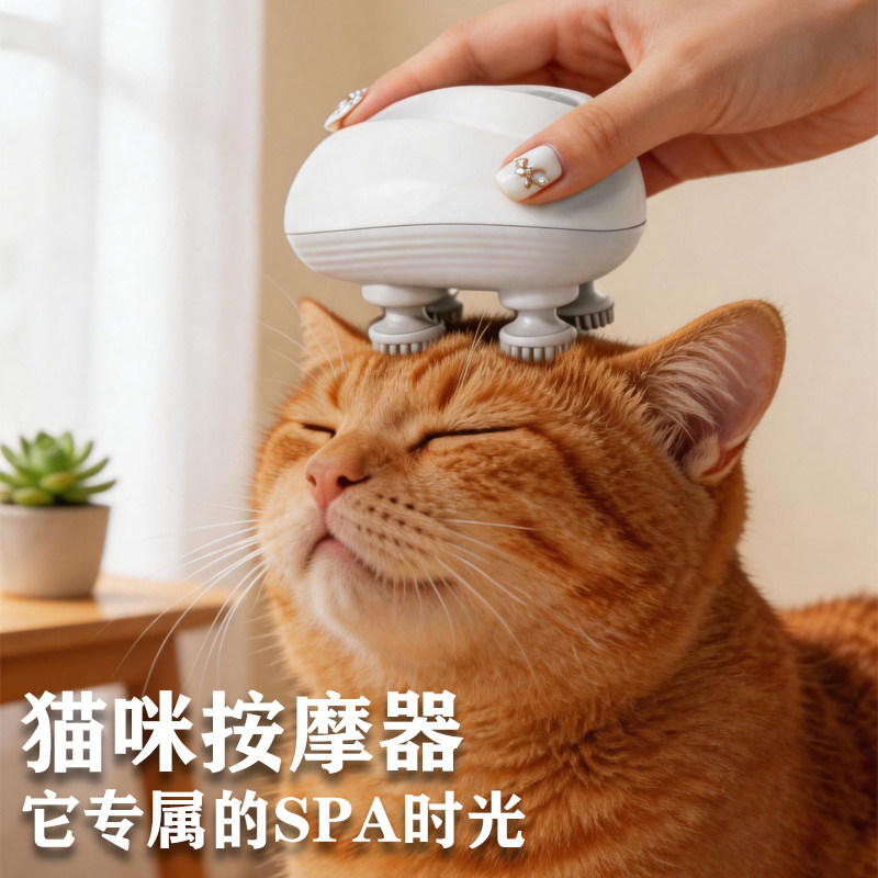 猫咪头部按摩器自动撸猫抓痒玩具