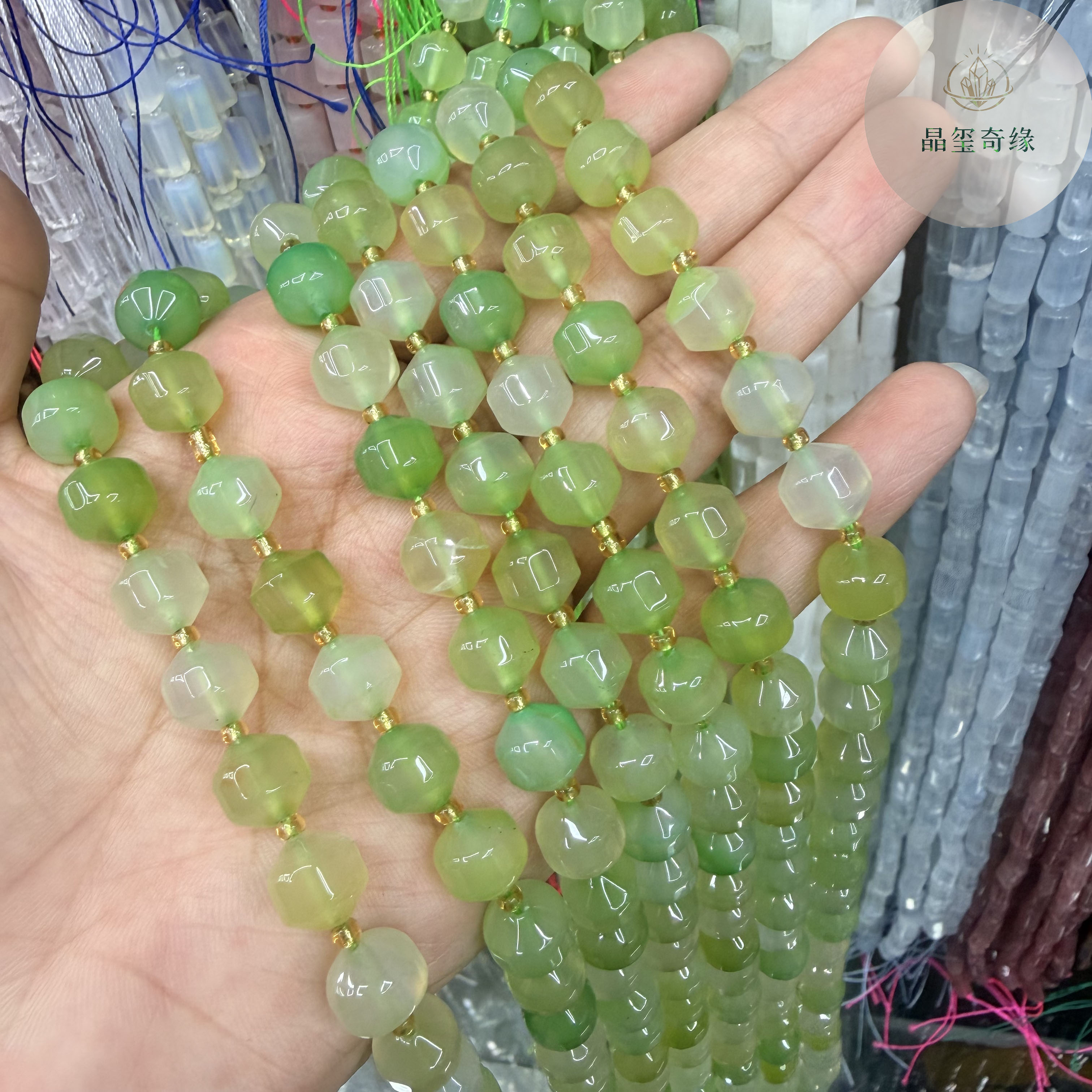 天然玛瑙路路通约9mm切面八棱珠散珠半成品diy手串项链饰品配饰