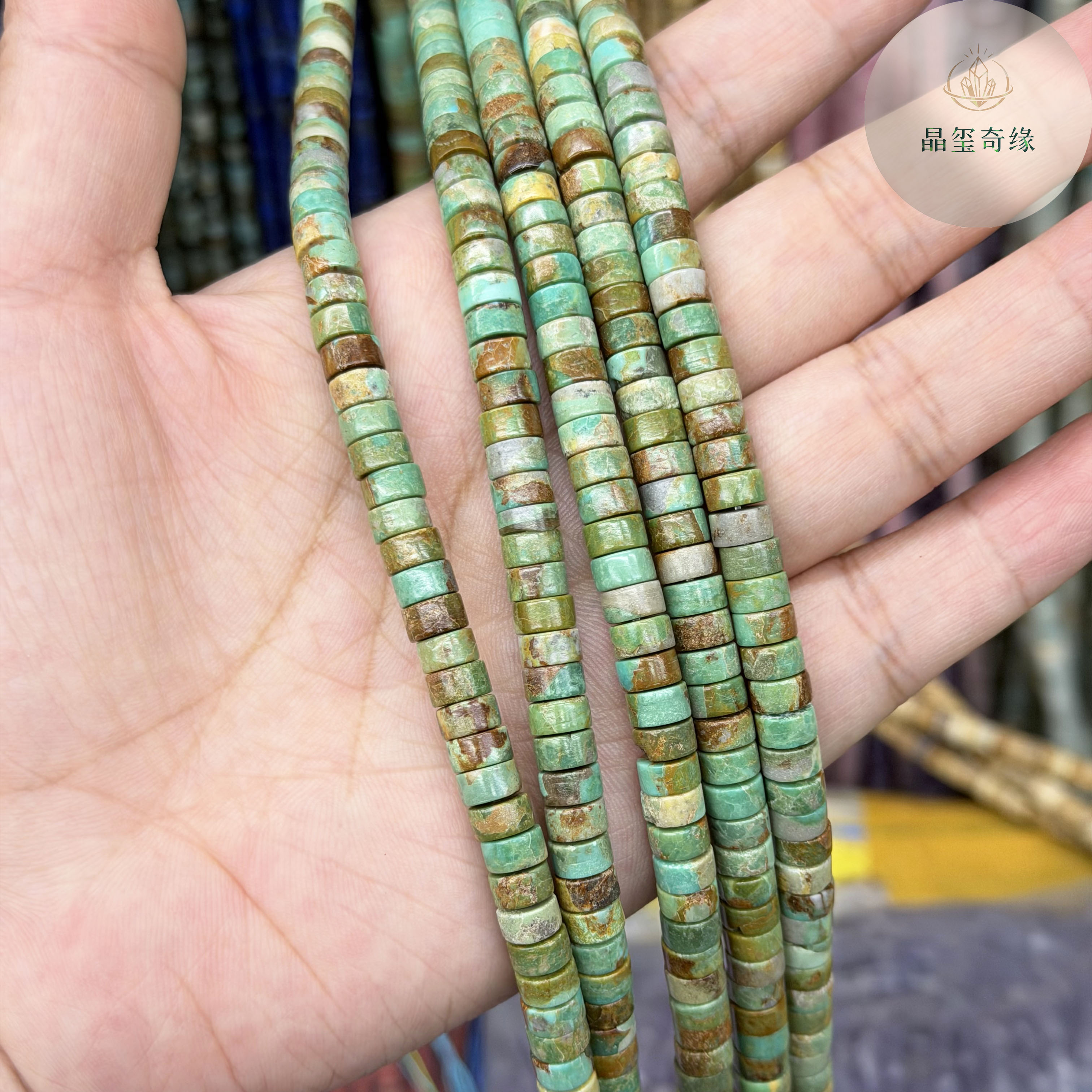 3*6mm湖北绿松石直切剁珠散珠