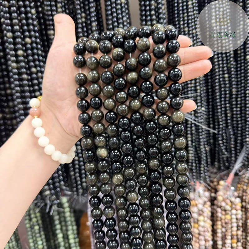 天然AA级金曜石散珠DIY手链项链