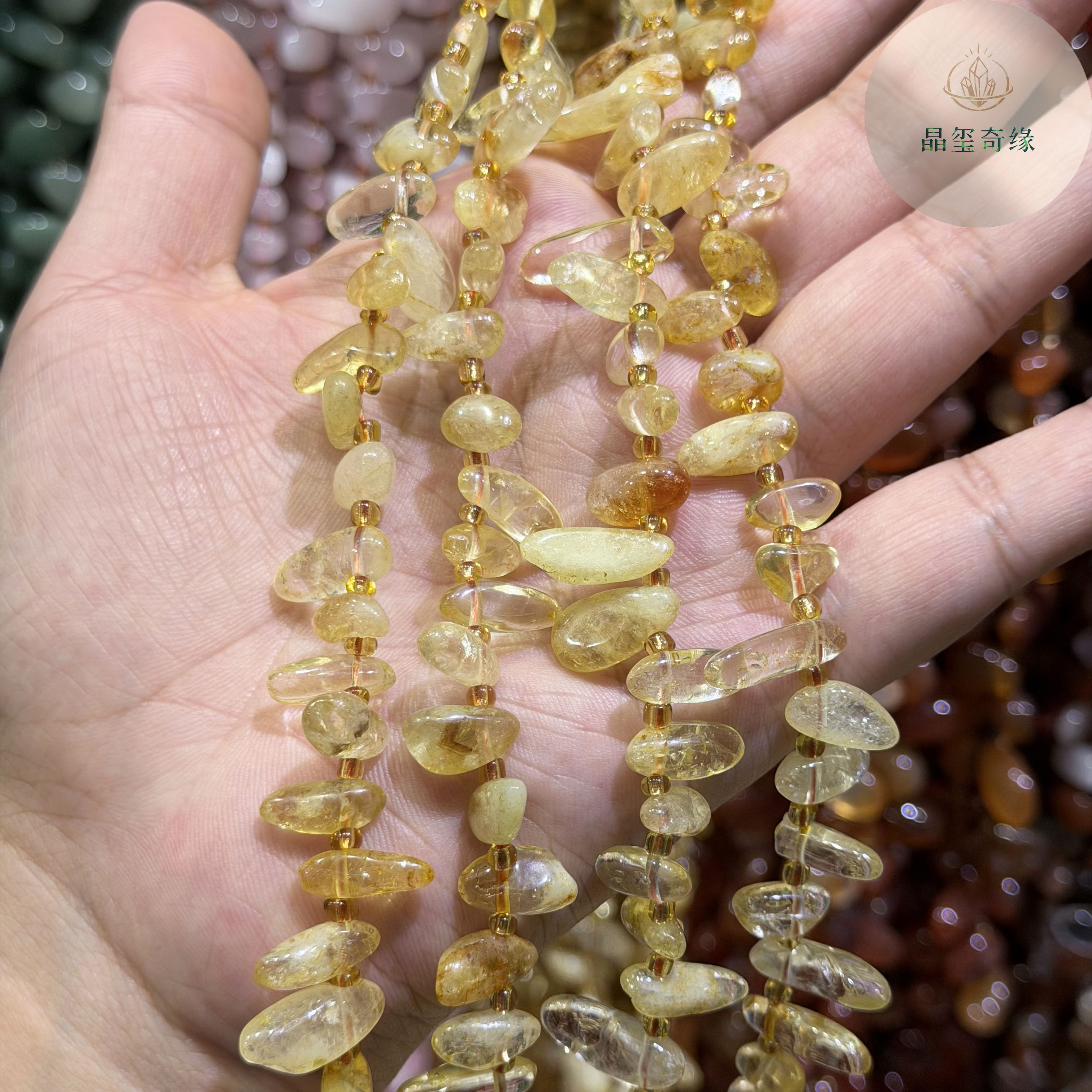 天然巴西黄水晶长牙碎石散珠