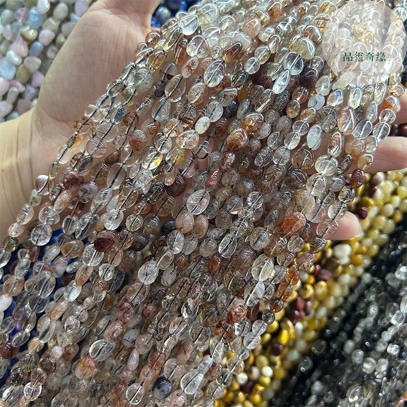 天然黑金超七随形碎石不规则水晶散珠半成品DIY串珠手链项链配珠