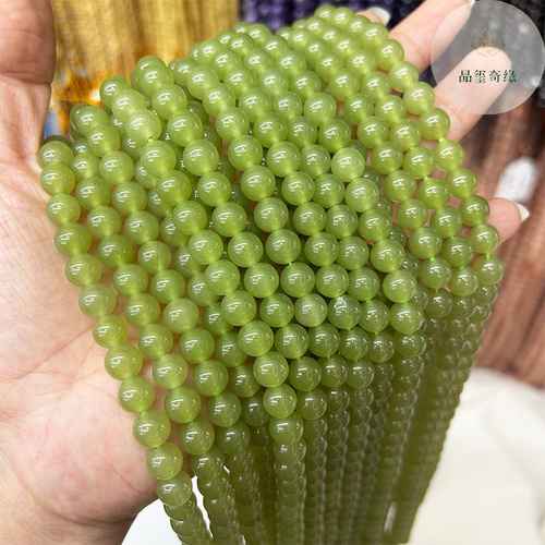 天然石优化和田玉晴水圆珠散珠串珠子半成品diy手链项链饰品配件