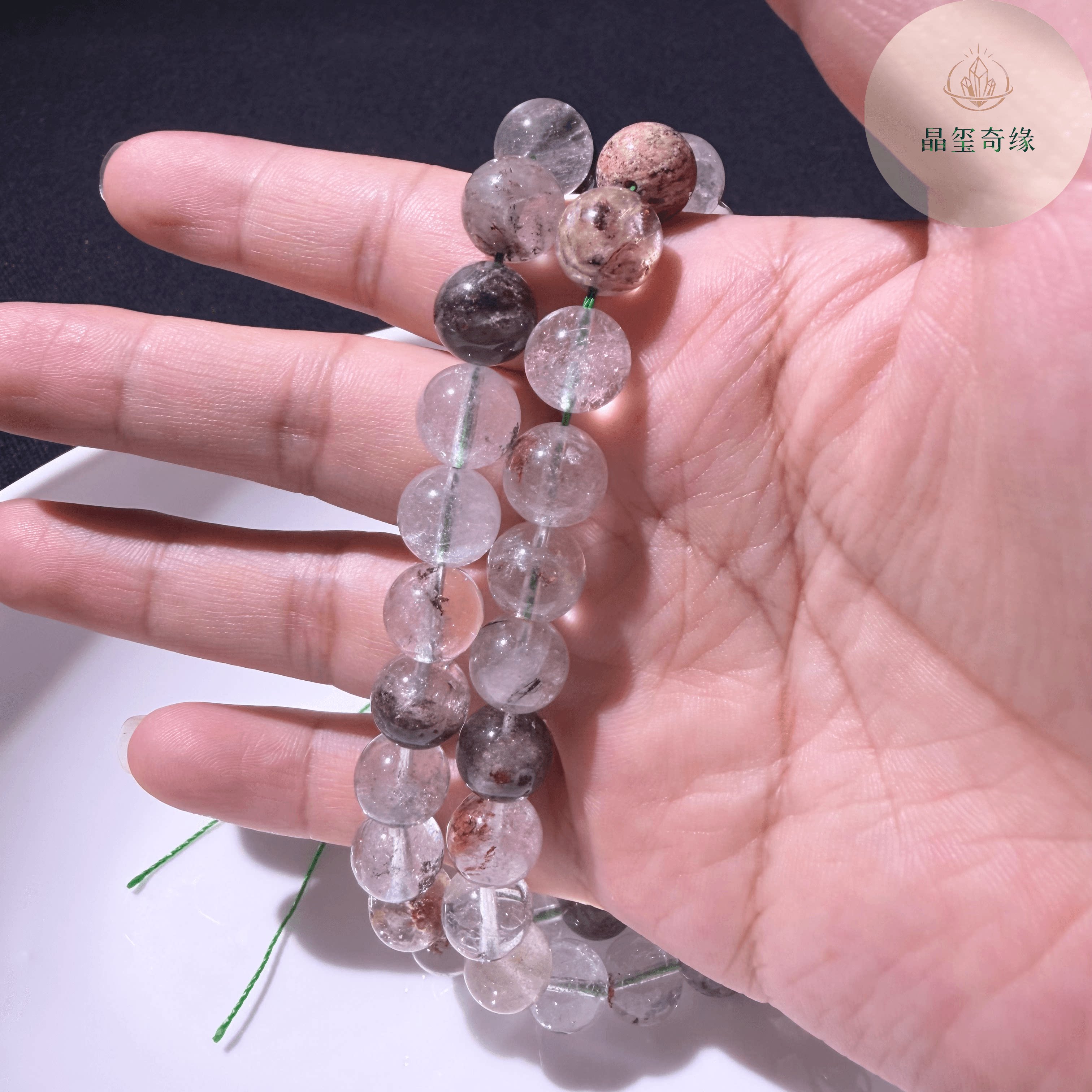 天然四季绿幽灵散珠DIY串珠