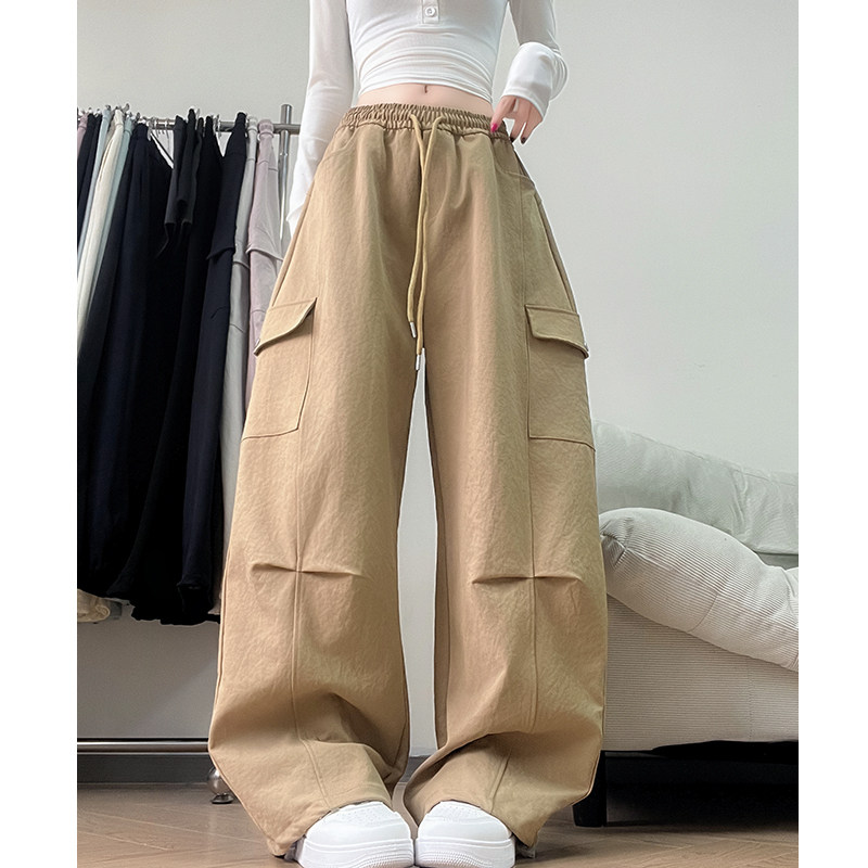 卡其色美式工装裤女2026新款春夏高腰显瘦宽松休闲弯刀休闲阔腿裤