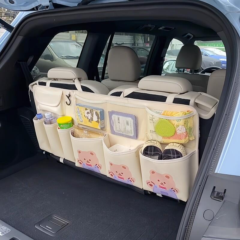 车载座椅后背中间后备箱收纳袋车内悬挂式多功能储物衣物整理分类
