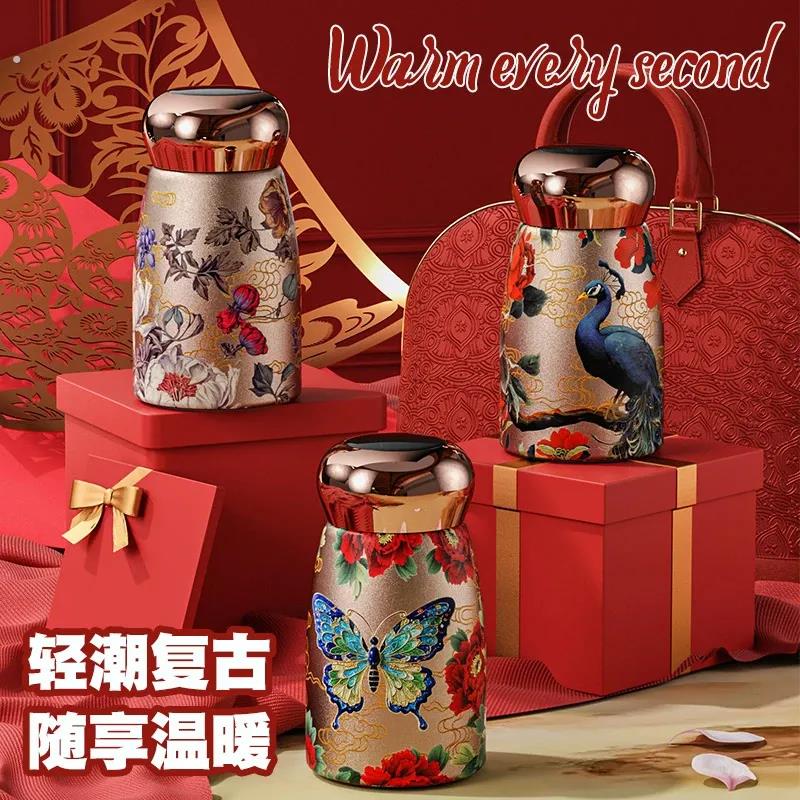 迷你型保温杯陶瓷内胆小巧可携式口袋水杯女士中国风高颜值杯子复