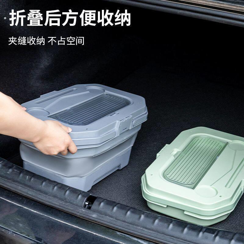 露营便携式手提收纳箱户外春游网红露营野餐篮子车载用折叠收纳桶