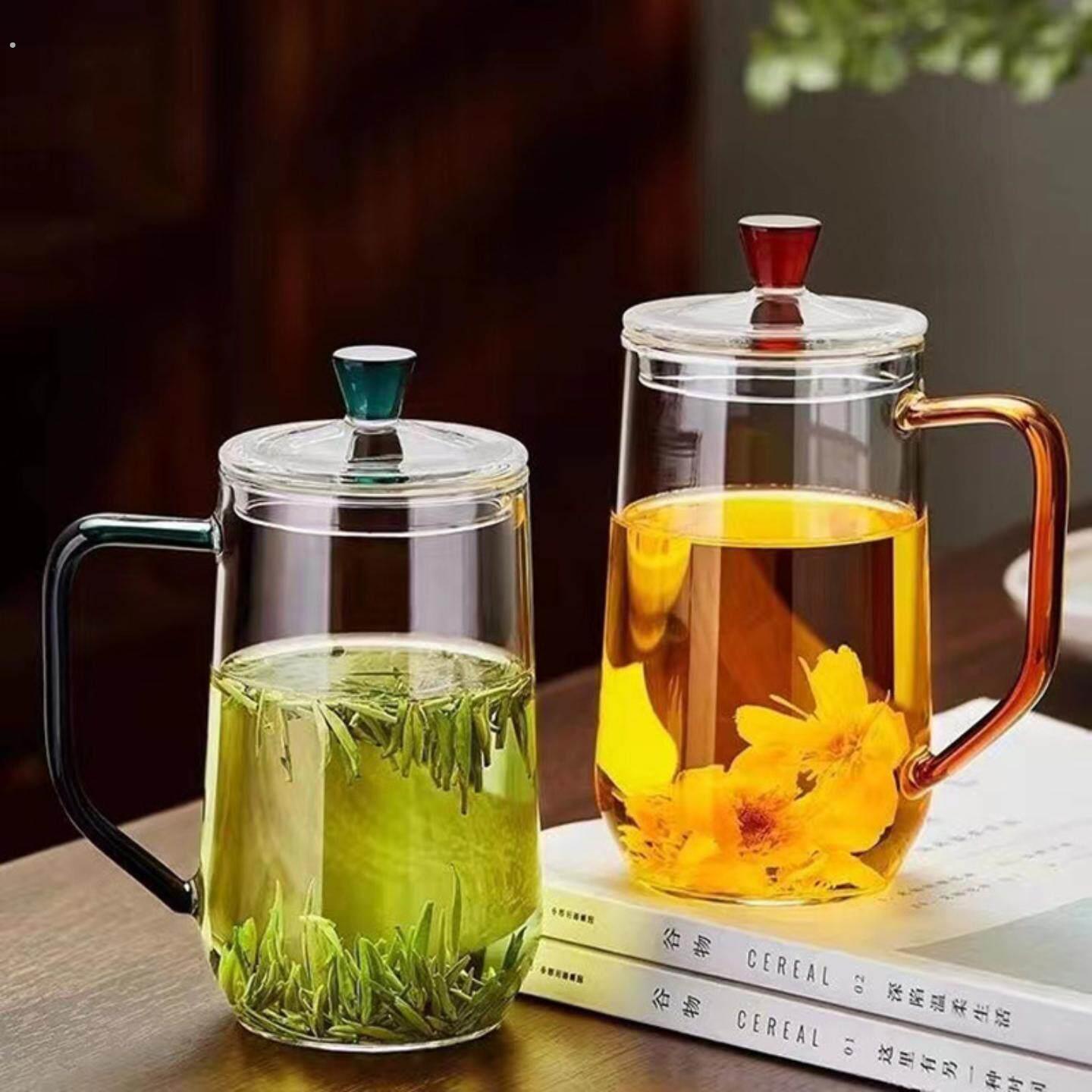 男式个人专用茶杯高颜值大号容量玻璃杯带盖带把杯子高硼硅泡茶杯