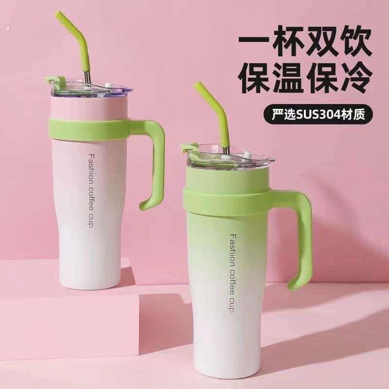 巨无霸保温杯女生高颜值带吸管冰霸杯韩版大容量保冷巨大水杯网红