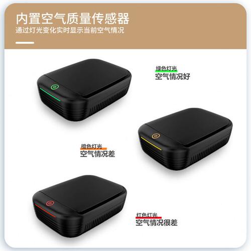 甄选智能车载空气净化器绑带安装除甲醛雾霾H13级hepa负离子汽车