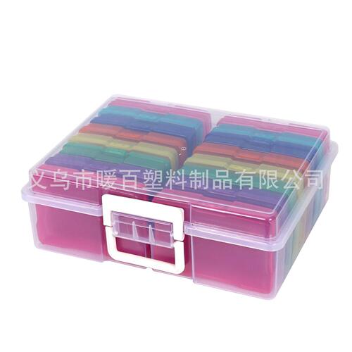 甄选4x6寸照片盒相片卡片盒整理盒多功能分类透明塑料手提收纳盒