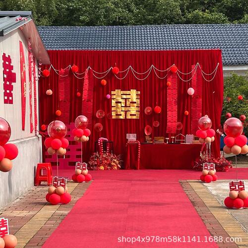 甄选婚庆金丝绒舞台背景纱幔剧院风小众婚礼绒布背景农家小院中式