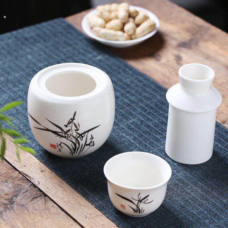 二两小温酒壶酒具陶瓷烫酒壶酒精炉加热暖酒器分酒黄酒杯子中老式