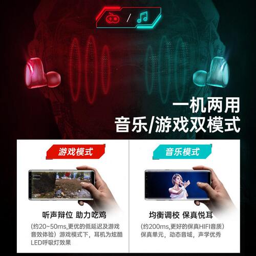 甄选TWS-T8max蓝牙耳机端音质无线电竞游戏双耳入耳式私模发