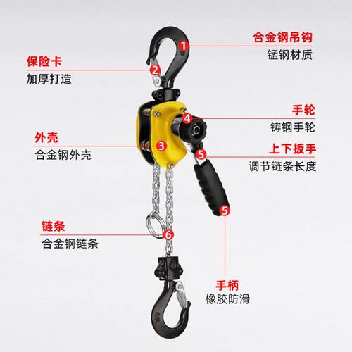 甄选微型手扳葫芦手拉葫芦0.25吨0.5吨0.75T便携式迷你手动吊牵引