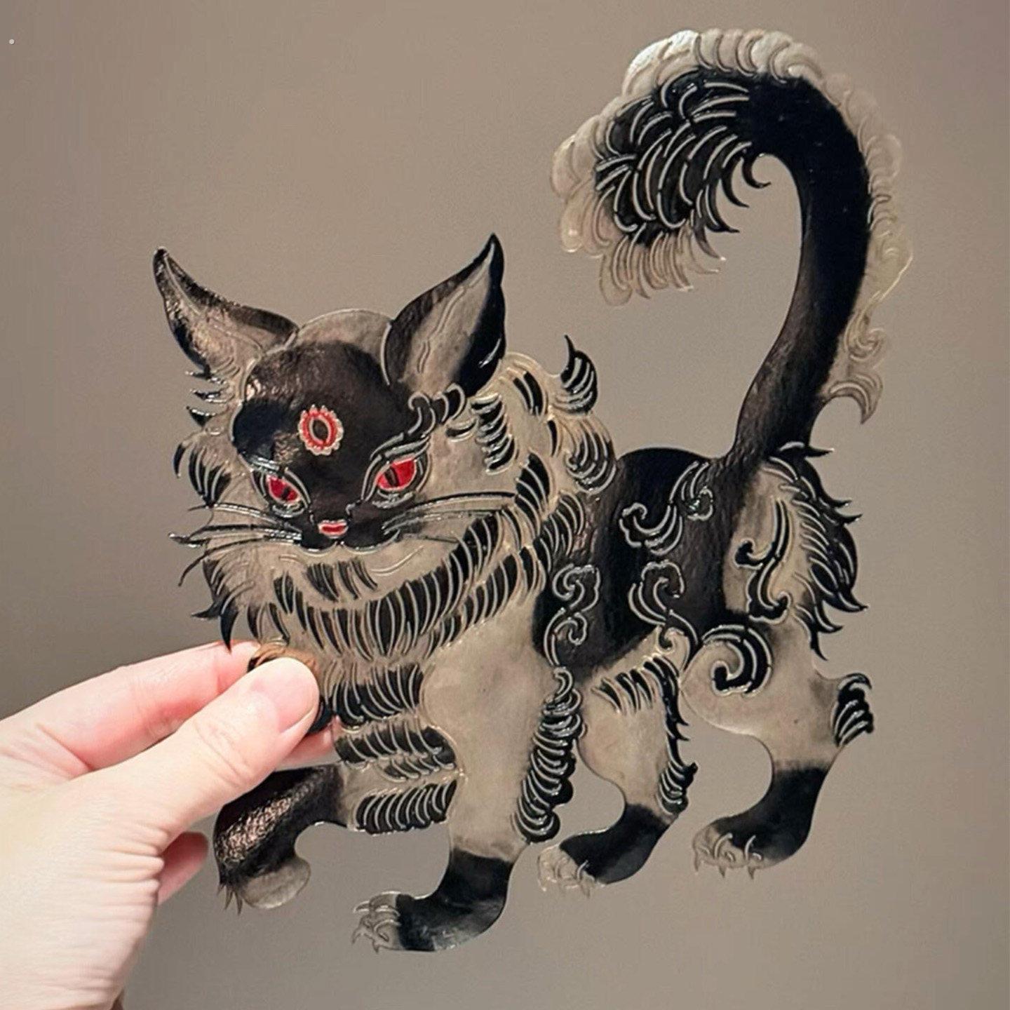 皮影新年装饰画传统非遗文化手工制作新中式挂画创意玄关桌面摆件