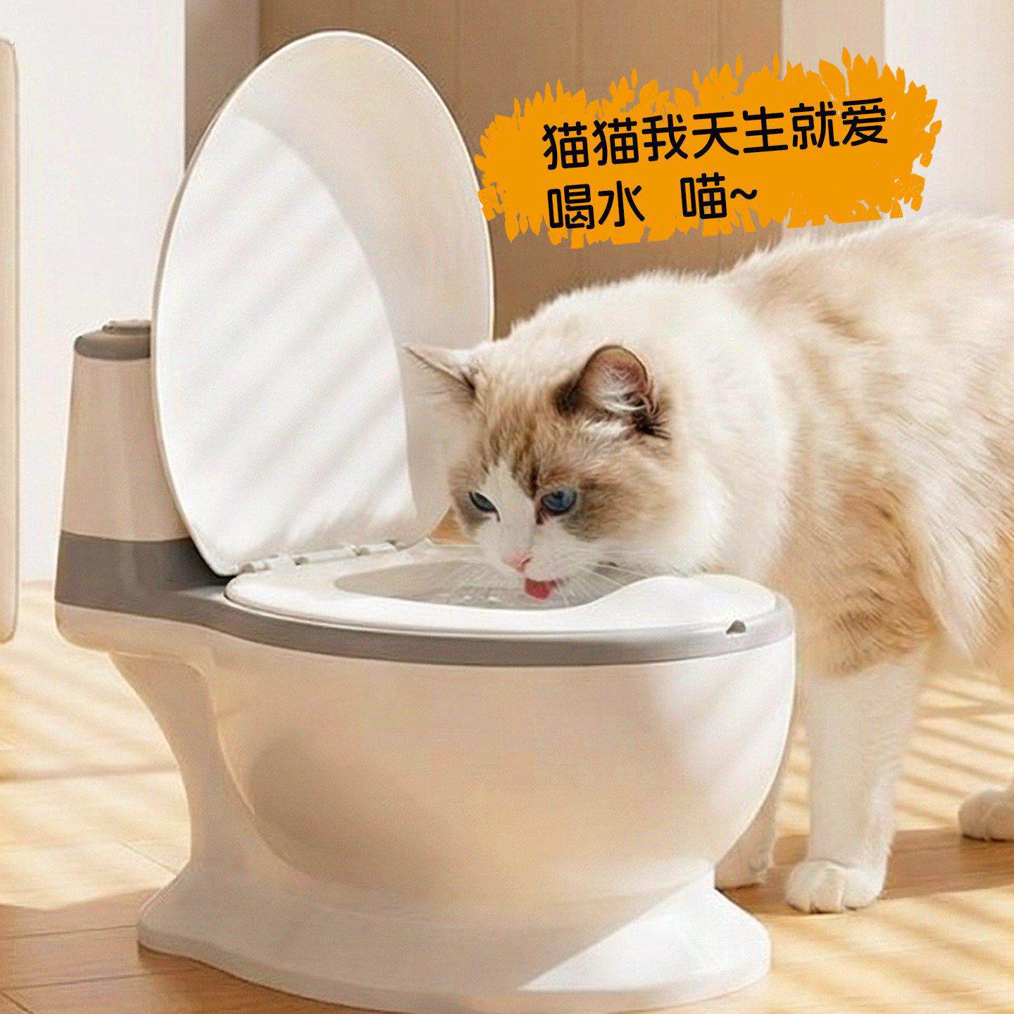猫咪马桶饮水机宠物喝水碗狗狗用盆大口径不易打翻大容量创意神器