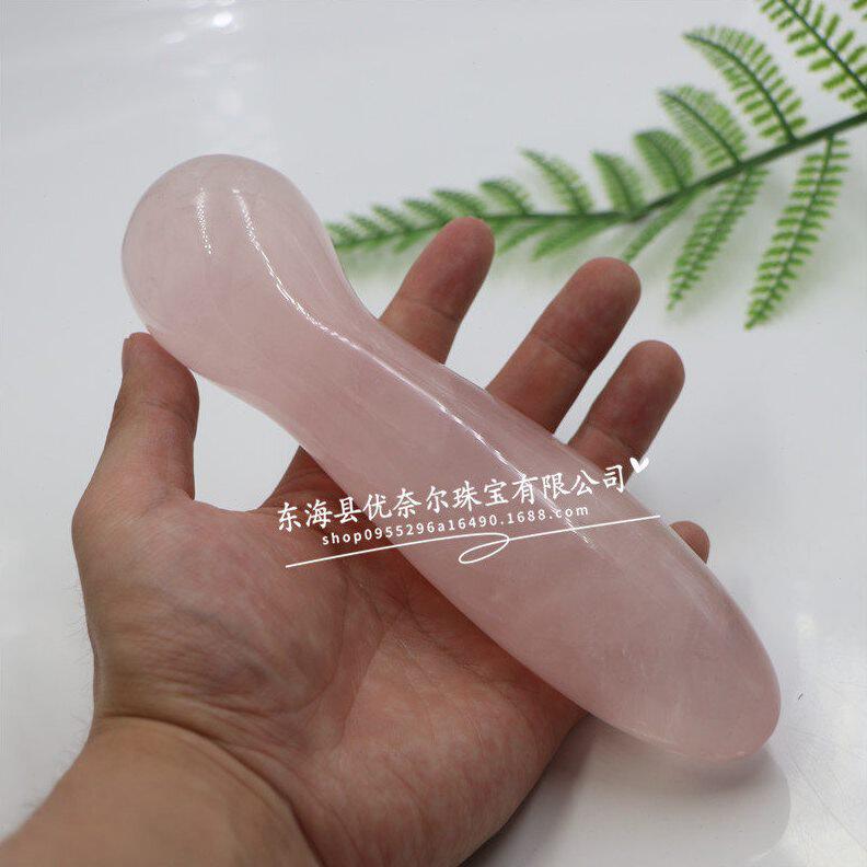 甄选跨境货源天然石材粉水晶按摩棒水晶阳具情趣用品18cm阴户魔杖