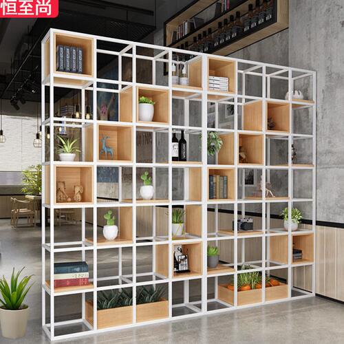 甄选铁艺隔断置物架客厅展示屏风柜落地书房架公室复古餐厅简约家