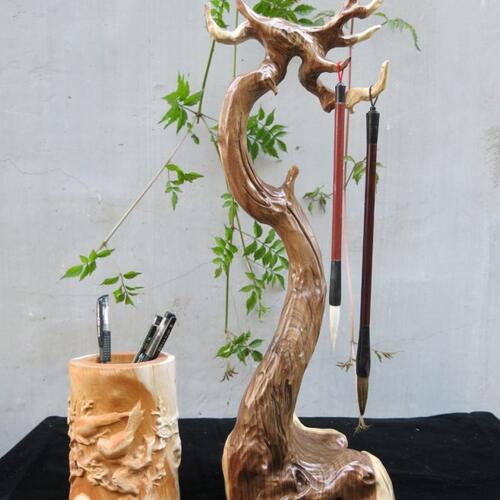 甄选DL毛笔笔架笔挂 实木笔挂笔架 工艺品挂架 书房手工艺术