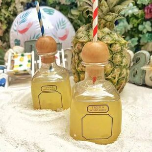 甄选375ml Mini Tequila Bottles可重复使用杯子迷你龙舌兰酒带木