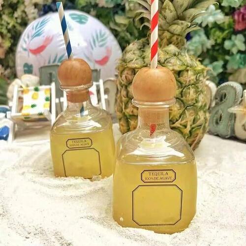 甄选375ml Mini Tequila Bottles可重复使用杯子迷你龙舌兰酒带木
