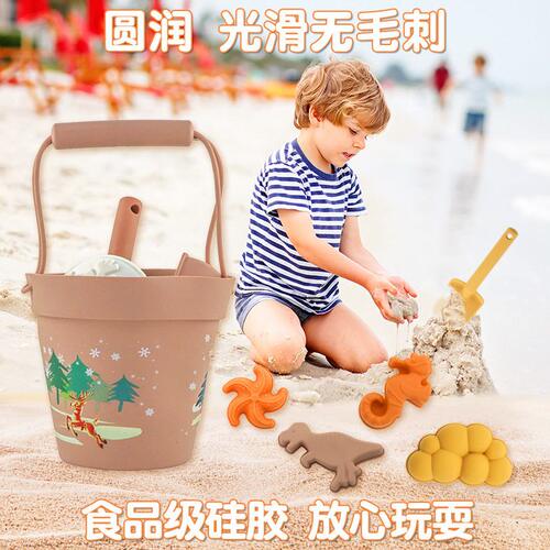 甄选户外创意沙滩玩具硅胶手提挖沙桶圣诞节亲子互动玩雪戏水玩具