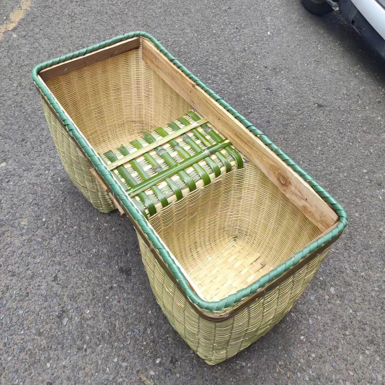 机车竹篓子载货框子竹筐竹编长方形纯手工篮子收纳拉货赶集两侧