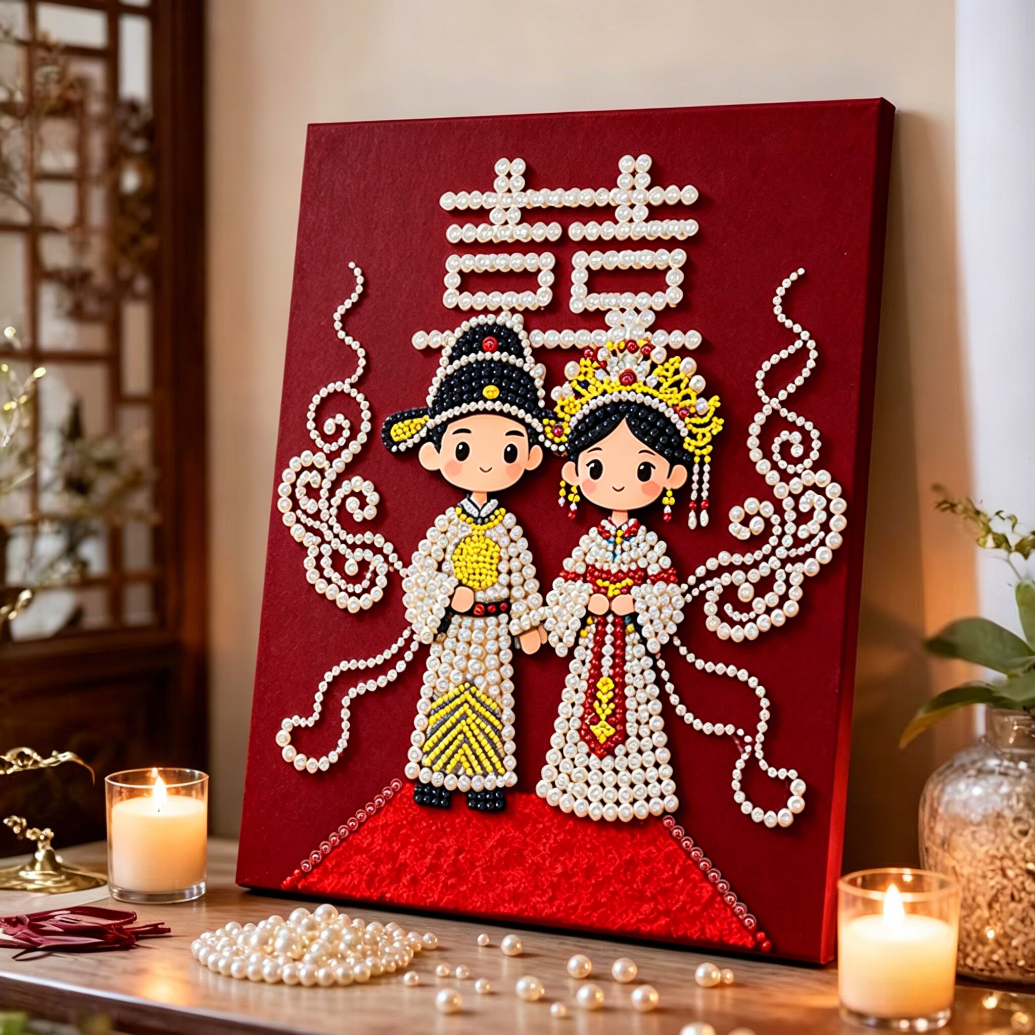 新婚贺礼diy珍珠画手工解压花卉钻石画礼物高级装饰画送闺蜜情侣