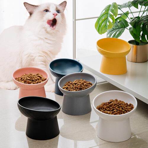 猫碗陶瓷高脚护颈宠物碗狗碗 防打翻猫食盆宠物用品猫咪水碗饭碗