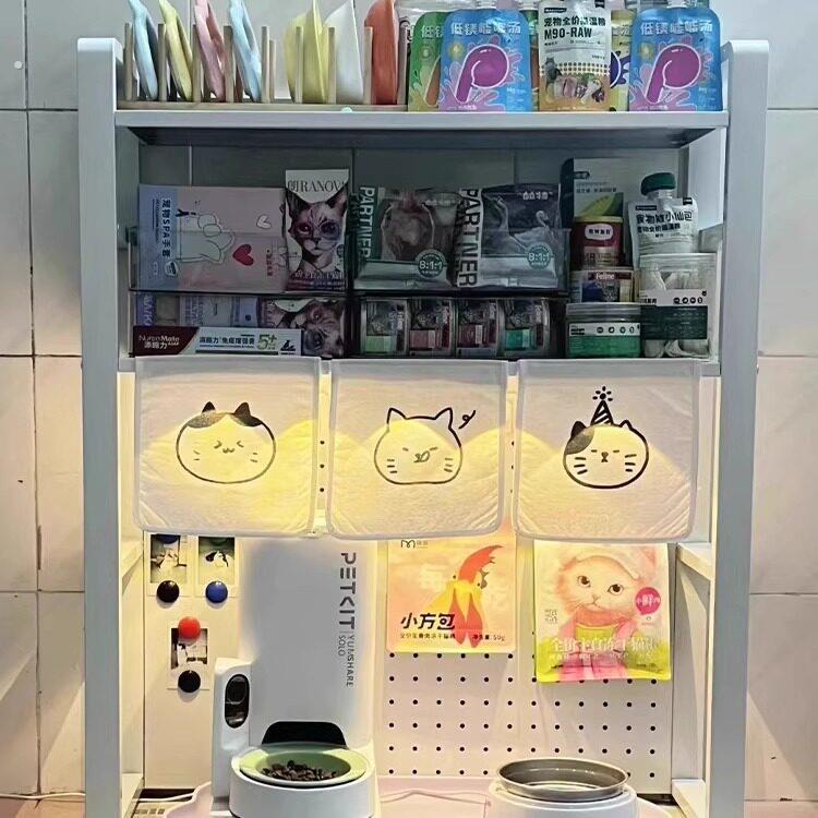 新款狗狗猫咪嬉皮狗猫咪食堂收纳层架收纳柜置物架两层三层宠物用
