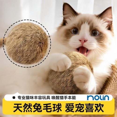 小猫玩具天然兔毛球猫薄荷丰容