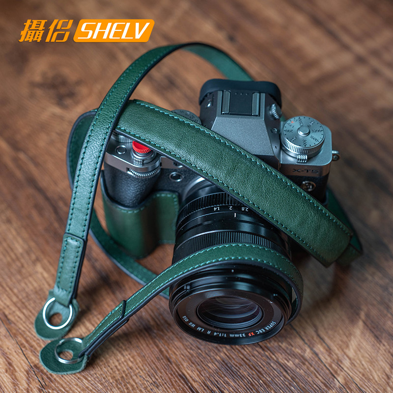 摄侣相机肩带适用富士xm5xt5030x100vixs20佳能r50尼康z30zfc索尼zve10a7c2徕卡q3dlux8复古真皮斜跨背带配件