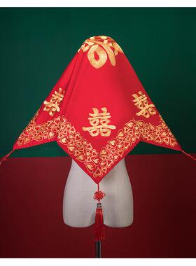 甄选中式婚礼盖头秀禾服红盖头抖音红纱盖头新娘头纱红色秀禾盖头