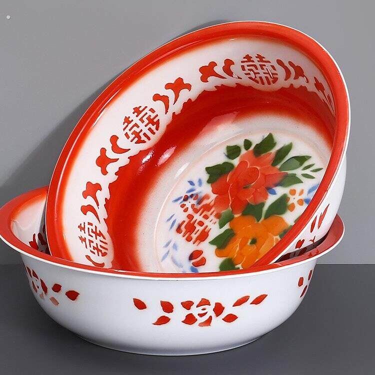 复古搪瓷盆结婚庆用品老式怀旧塘瓷家用铁洗脸盆泡脚洗衣服洗菜盆