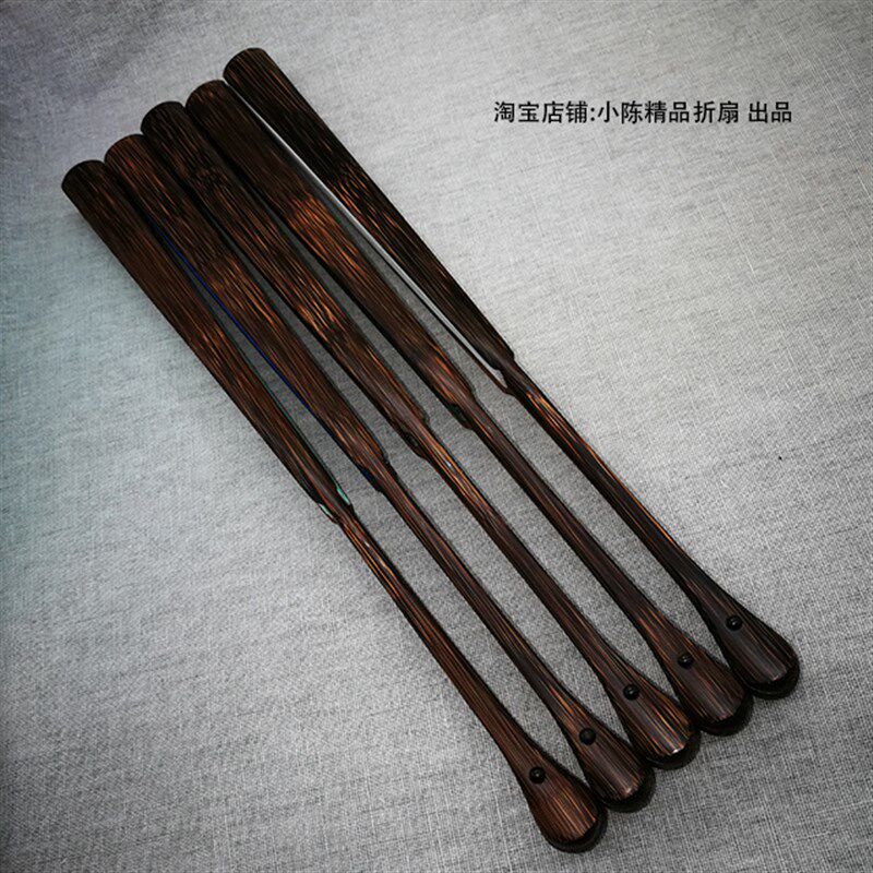 文玩棕竹折扇 水滴头  9.5寸18方  苏工纯手工打造 金丝竹扇子