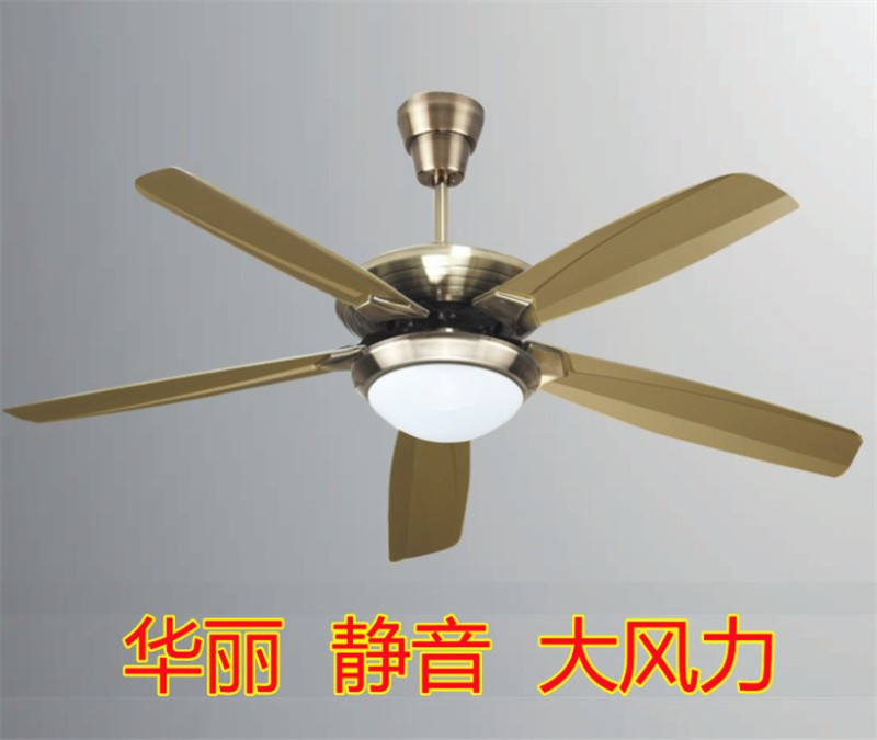 鸿基风扇灯欧中式复古新款大风力客厅餐厅电扇静音家用一体吊扇灯