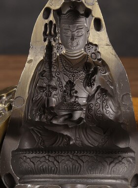 莲花生大士擦擦模具合金复古古铜仿尼泊尔藏传密宗佛台供奉摆件