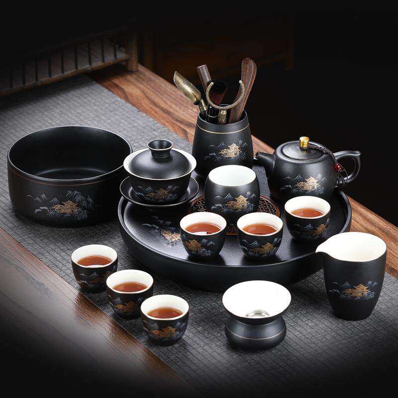 茶杯茶具套装2025新款功夫陶瓷泡茶专用盖碗黑色日式紫砂高端办公