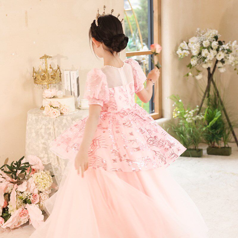 公主裙女童高端礼服生日宴花童婚礼纱裙儿童主持人钢琴演奏演出服