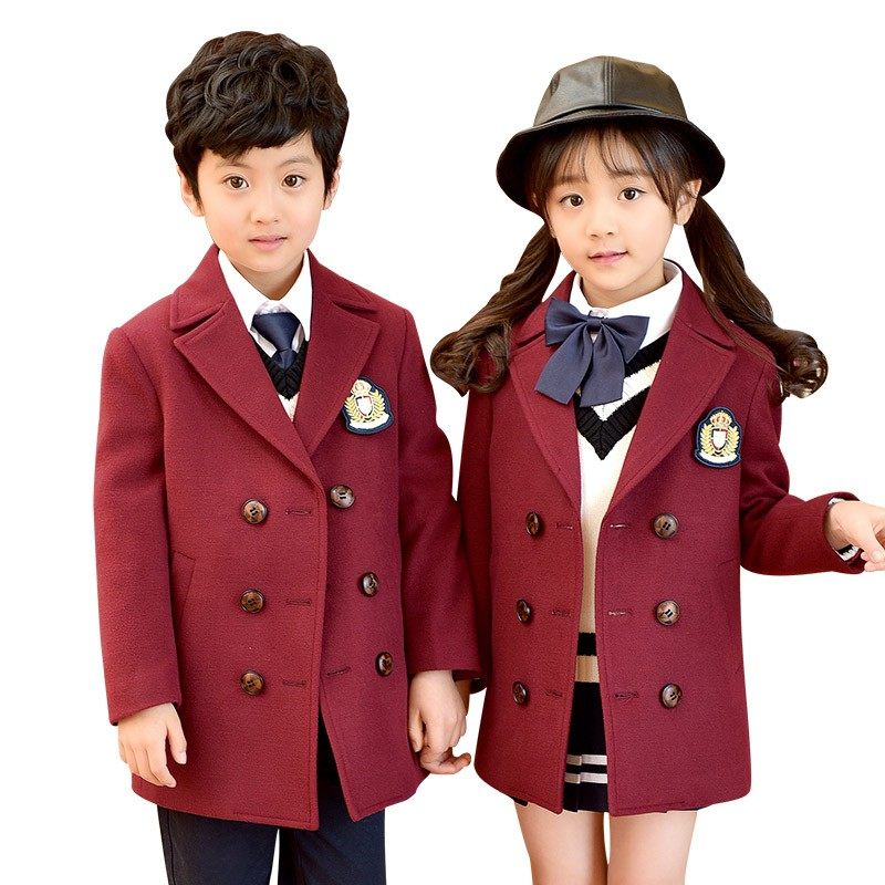 班服外套秋冬季英伦学院风毛呢子儿童装幼儿园园服小学生校服套装