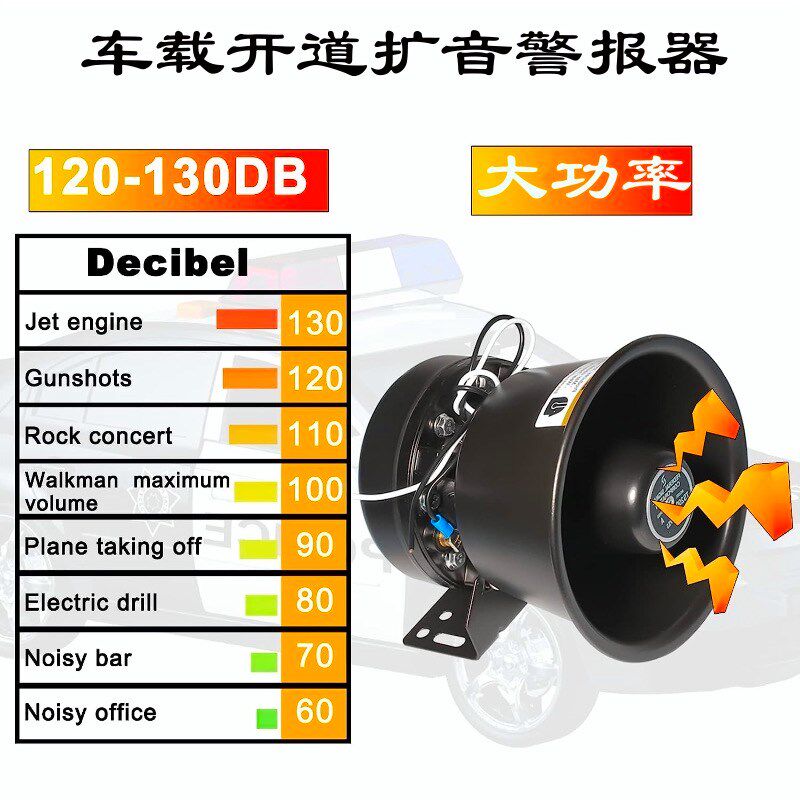 汽车高音警报器12V车载喊话扩音器多音喇叭改装开道救援